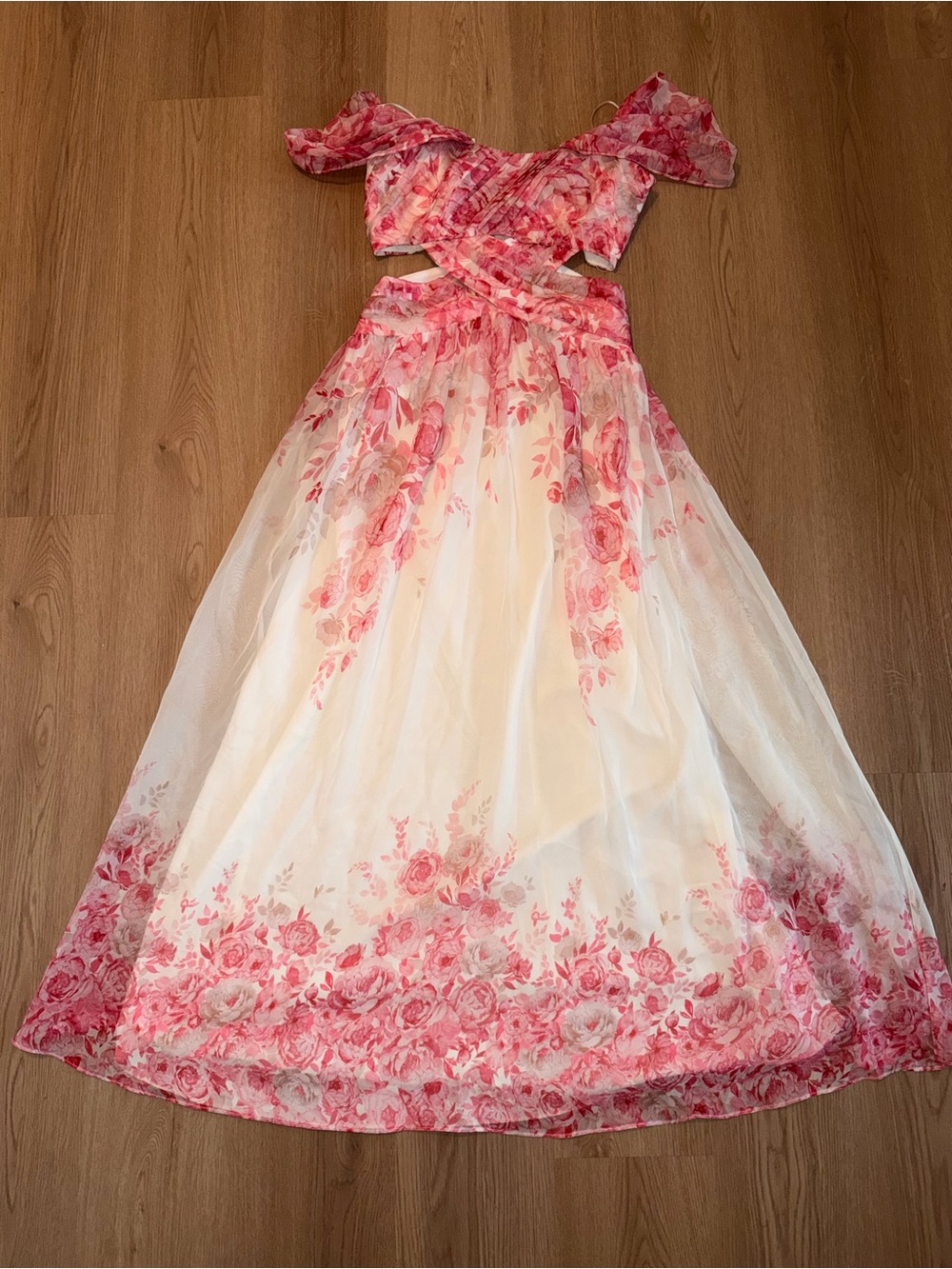 Floral Pink & Cream Girls' Party Dress